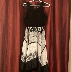 Signature by Sangria Black and White High Low Dress